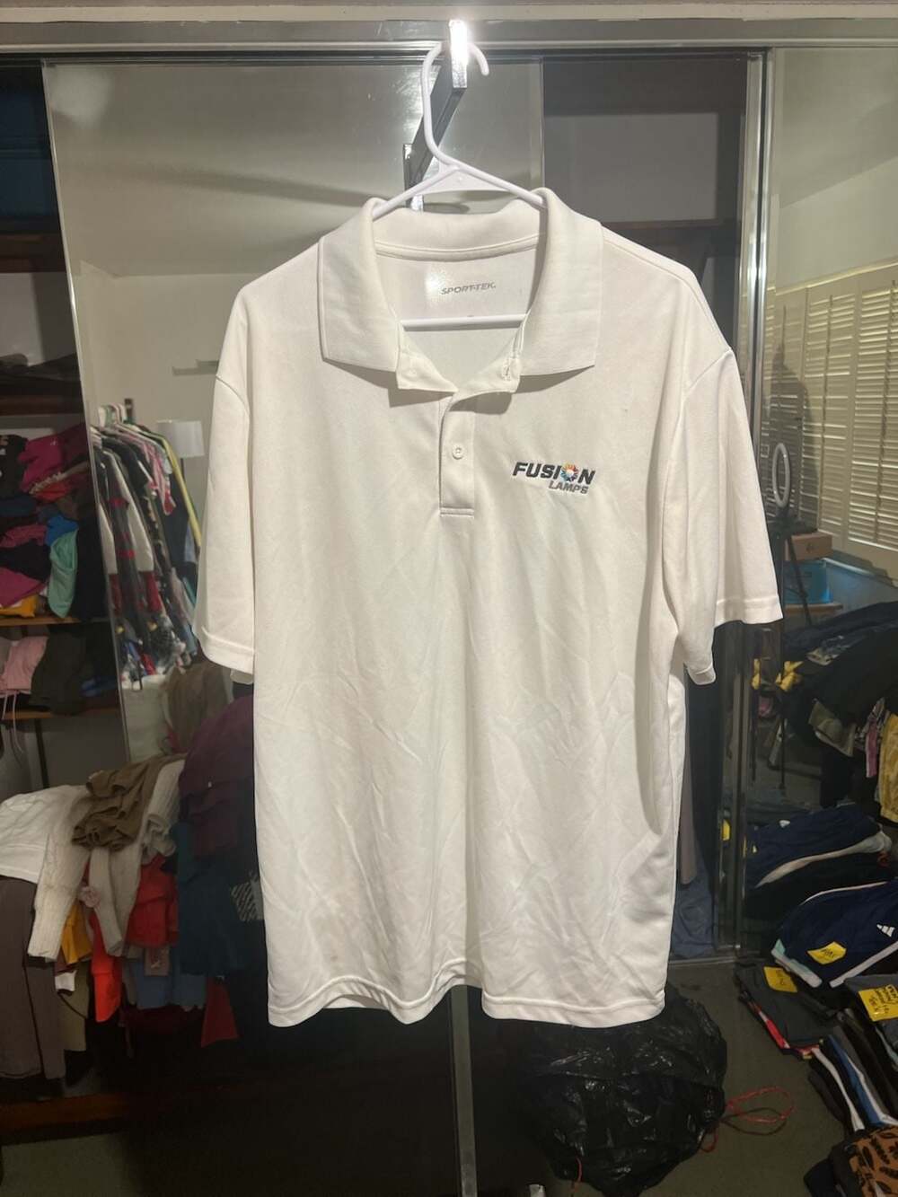 Sport-Tek Fusion Lamps Embroidered Logo White Polo Shirt XL